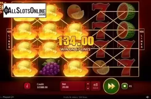 Win Screen 2. Fruits & Jokers: 100 lines from Playson