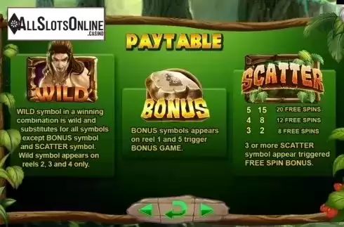 Paytable 1. Jungle King (Spadegaming) from Spadegaming