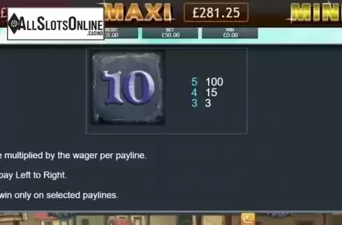 Paytable. Kingdom of Cash Jackpot from Eyecon