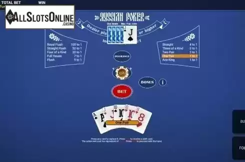 Reel screen. Russian Poker (One Touch) from OneTouch