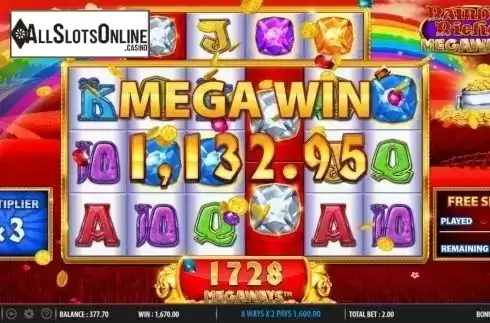 Mega Win. Rainbow Riches Megaways from Barcrest