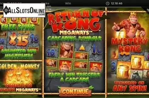 Start Screen. Return of Kong Megaways from Blueprint
