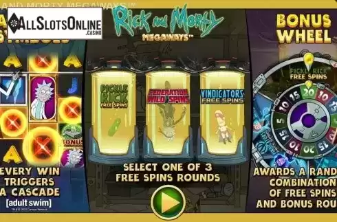 Start Screen. Rick and Morty Megaways from Blueprint
