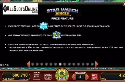 Prize feature screen 2