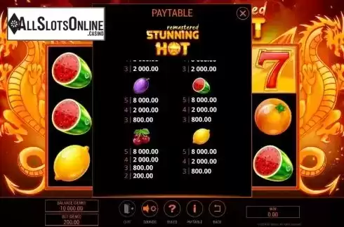 Paytable 2. Stunning Hot Remastered from BF games