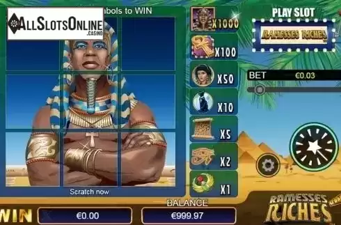 Reel screen. Scratch Ramesses Riches from NextGen
