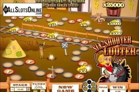 Game field screen. Six Shooter Looter Gold from Microgaming