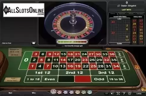 Game Screen. Slingshot Roulette Live from Playtech