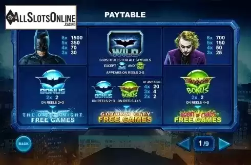 Paytable . The Dark Knight (Playtech) from Playtech