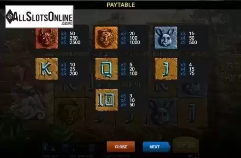 Paytable 1. The Great Wall Treasure from Evoplay Entertainment