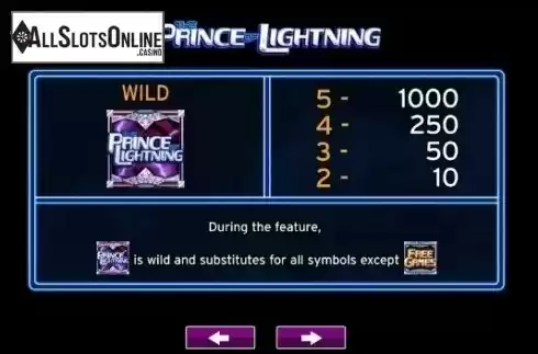 Paytable 1. The Prince of Lightning from High 5 Games