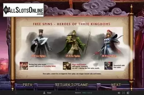 Paytable 3. Three Kingdoms (GamePlay) from GamePlay