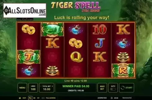 Win Screen 4. Tiger Spell Xtra Choice from High Flyer Games