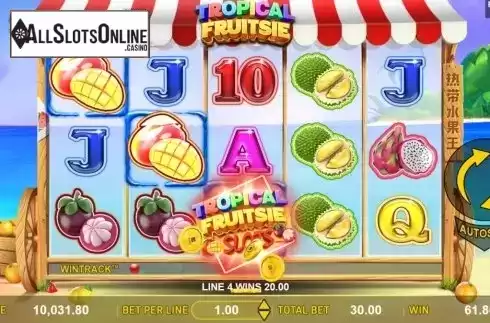 Win Screen . Tropical Fruitsie Slots from Aspect Gaming