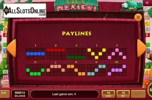 Paylines screen. Viva Mexico (InBet Games) from InBet Games