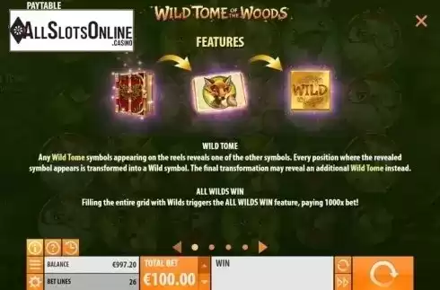 Features. Wild Tome of the Woods from Quickspin