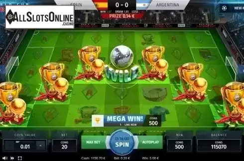 Big win screen. World Cup Football Slot from Thunderspin