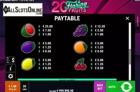 Pay Table screen 3