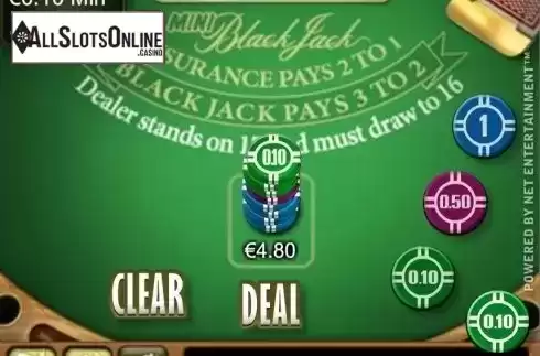 Game Screen. Mini Blackjack Low Limit from NetEnt