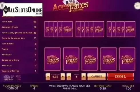 Game Screen 4. Aces and Faces Multihand (Playtech) from Playtech