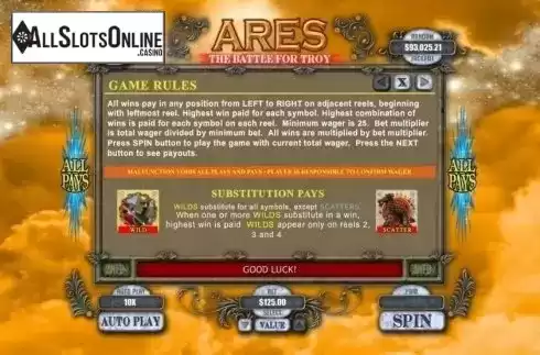 Rules. Ares the Battle for Troy from RTG