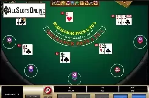 Game Screen. Blackjack MH (Microgaming) from Microgaming