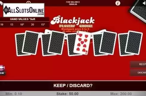 Game Screen 3. Blackjack Players Choise from 1X2gaming