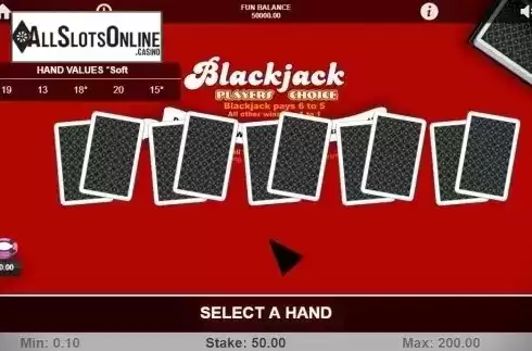 Game Screen 2. Blackjack Players Choise from 1X2gaming