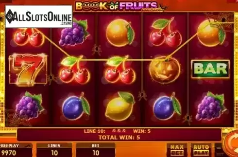 Win Screen 1. Book of Fruits Halloween from Amatic Industries
