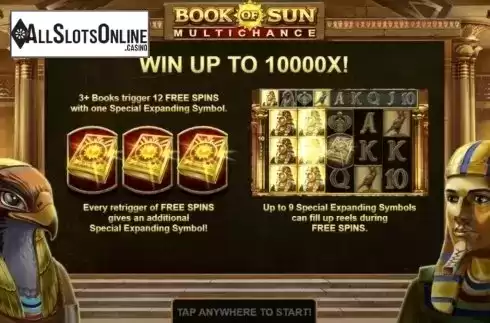 Start Screen. Book of Sun: Multi Chance from Booongo