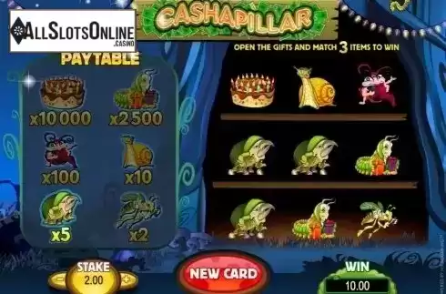 Game Screen. Cashapillar Scratch Card from Microgaming