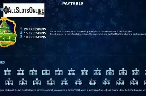 FreeSpins Bonus and PayLine Screen
