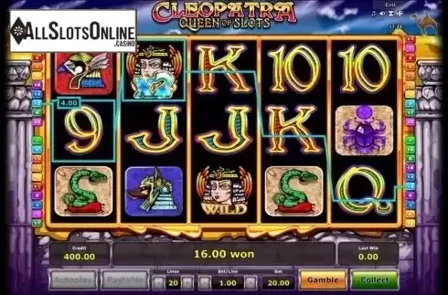 Wild Win screen. Cleopatra Queen of Slots (Mazooma) from Mazooma