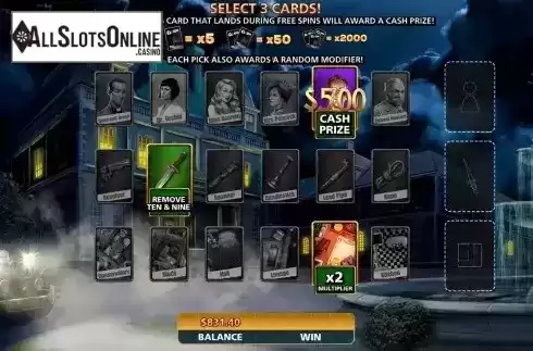 Free Spins Choose Card Screen