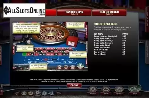 Info. Deal Or No Deal Roulette from Endemol Games