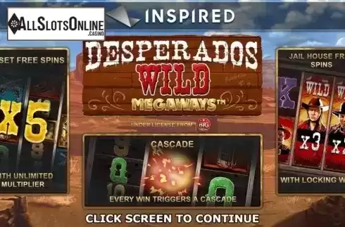 Start Screen. Desperados Wild Megaways from Inspired Gaming