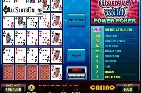 Game Screen 2. Deuces Wild Poker 4 Hand from Tom Horn Gaming