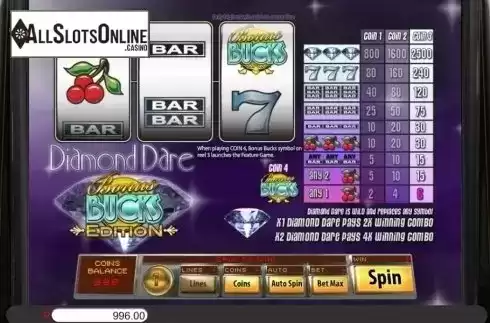 Win Screen 2. Diamond Dare Bonus Bucks from Genii