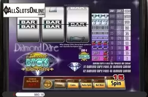 Win Screen . Diamond Dare Bonus Bucks from Genii