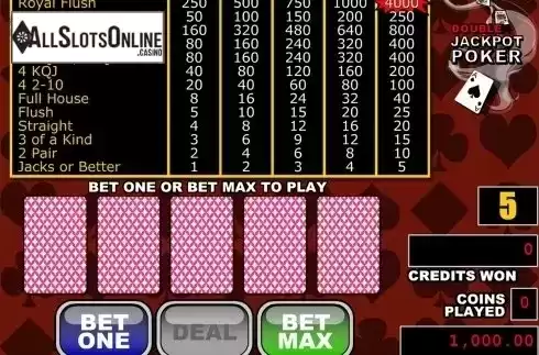 Reels screen. Double Jackpot Poker (RTG) from RTG