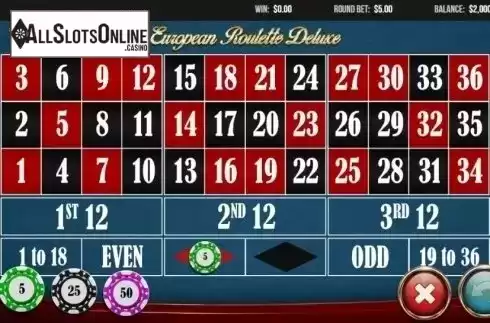 Game Screen 2. European Roulette Deluxe from Pariplay