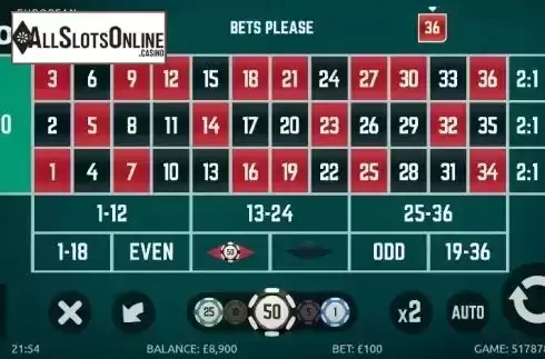 Game Screen 1. European Roulette (gamevy) from gamevy