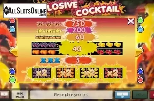 Paytable. Explosive Fruit Cocktail from InBet Games