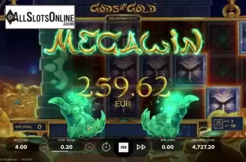Mega Win. Gods of Gold Infinireels from NetEnt