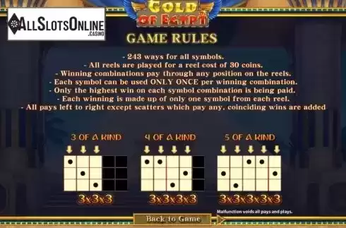 Paylines. Gold of Egypt (SimplePlay) from SimplePlay