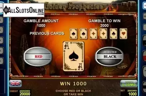 Gamble game screen 2. Golden Prophecies Deluxe from Novomatic