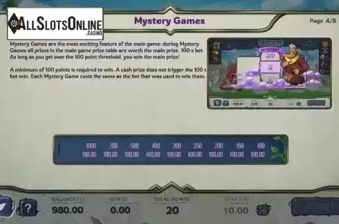Mystery Game screen