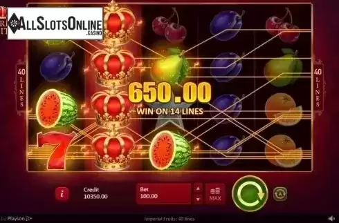 Win Screen 2. Imperial Fruits: 40 lines from Playson