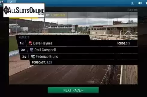 Win Screen. Instant Virtual Speedway from 1X2gaming