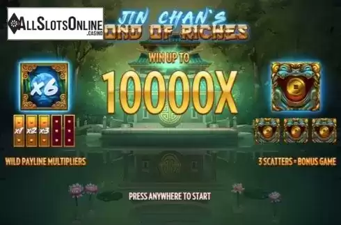 Start Screen. Jin Chan’s Pond of Riches from Thunderkick